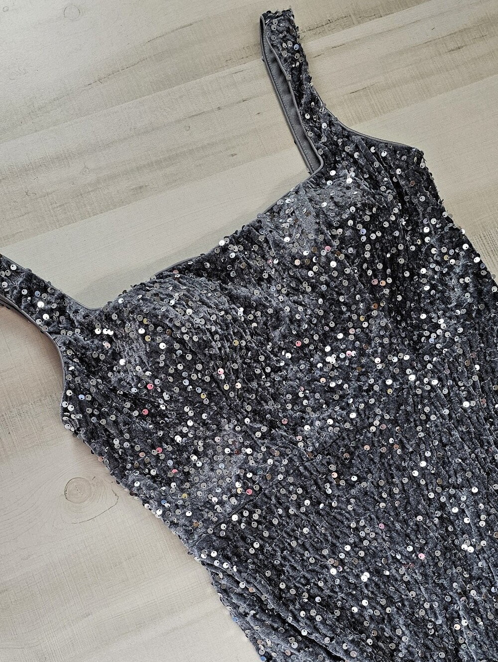 New Glam Sequin Velvet Bodycon Mermaid Train Gown Dress Formal Gray Silver - Picture 8 of 10